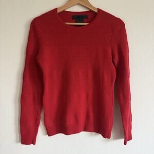 Miss Wu 100% Cashmere Red Textured Stripe Crewneck Quiet Luxury Sweater Womens S